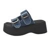 Fashion Cowboy Platform Sandals Women Summer Fashion 2025 Slingback Mid Heels Casual Beach Slippers Open Toe Flip Flops