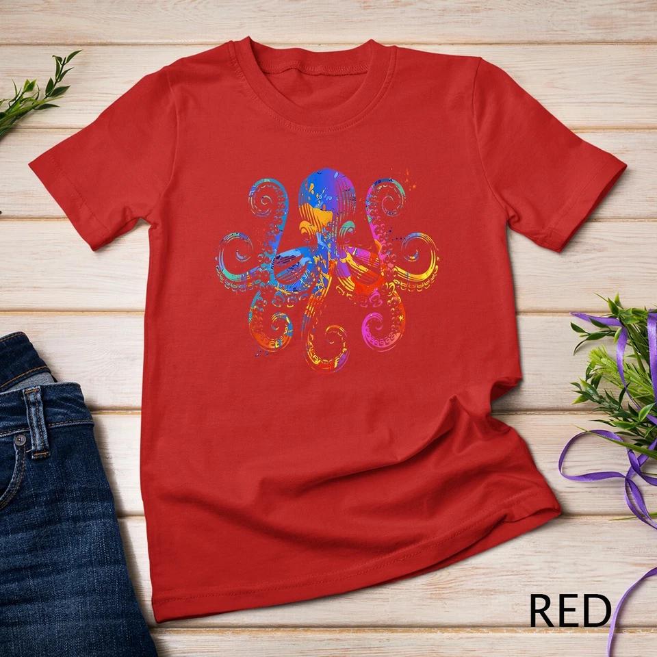 Octopus Graphic - Colorful Ocean Octopus Design Unisex T-shirt 6