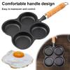 4 Hole Omelet Pan Omelette Skillet Granite Coating Fried Egg Pan Wooden Handle Divided Egg Omelet Pan for Home Kitchen