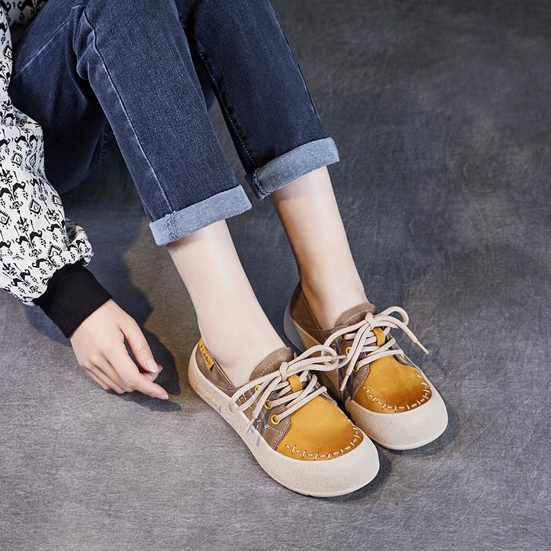 Johnature Женские туфли из натуральной кожи разных цветов с круглым носком, на шнуровке, на мягкой подошве