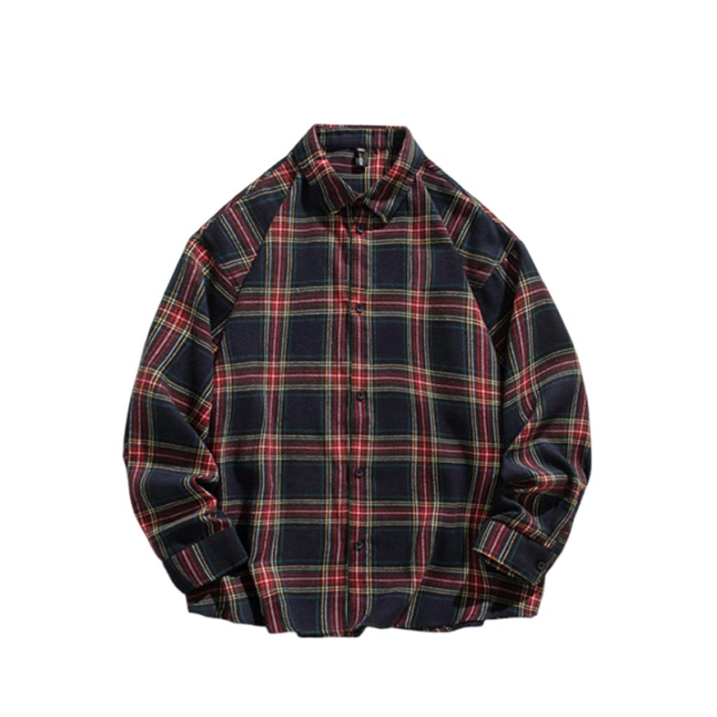 Весна и осень, новая мужская повседневная шерстяная клетчатая рубашка с длинными рукавами, свободная рубашка для пары