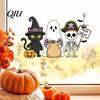 Removable Static Cling Decal Glass Sticker, No Residue Reusable Window Clings, Festive Glue-free Decoration with Halloween Dwarf Wizards Black