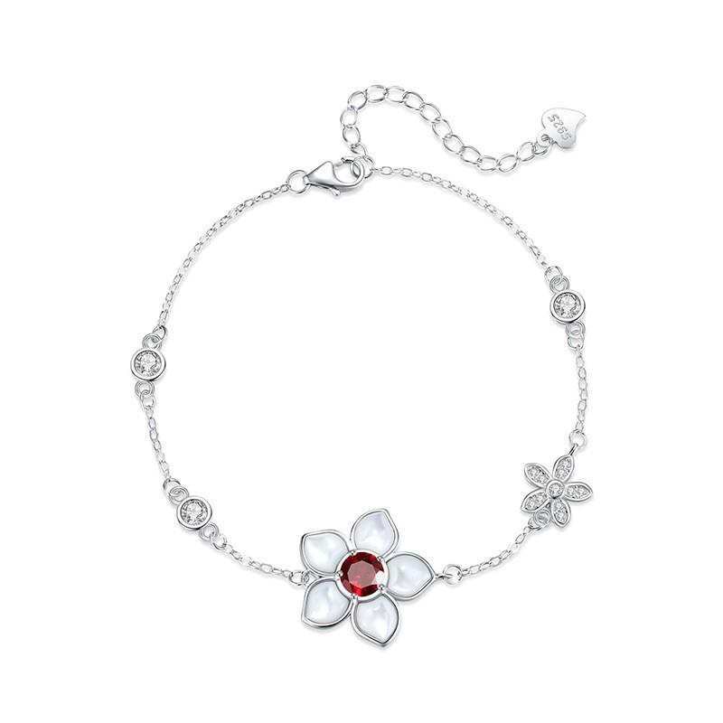 Adjustable Floral Bracelet Women With Natural Crystal Beads Sterling Delicate Handmade Jewelry