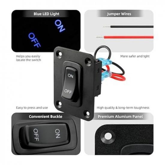 Toggle Switch Panel, 1 Gang Toggle Switch Panel 12V, Waterproof 5P 1 Gang