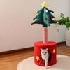 Christmas Tree Cat Tower 2-in-1 Scratching Post Cozy Cave Bed Space-Saving Cat Furniture for Small Cats
