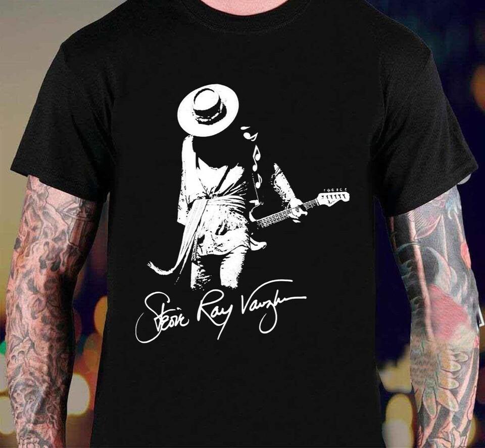Vintage Stevie Ray Vaughan Star Cotton Black Unisex S4XL Tee Shirt AA1000