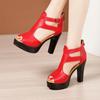 Summer New Super High Heels Waterproof Platform Women's Shoes Sexy Black Fish Rome Women Sandals Wedding Party Shoes