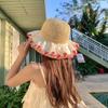 Sweet Hollow Seaside Vacation Straw Hat Women's Summer Sunscreen Straw Hat Big Brim Lace Sunshade Beach Parent-child Hat