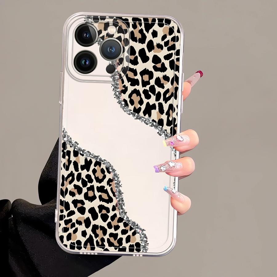 Мягкий чехол для телефона для iPhone 17 Pro Max 14 Plus 7 8 XR 11 12 Mini 16 XS Max Air 13 Pro 15 Минималистичный леопардовый принт