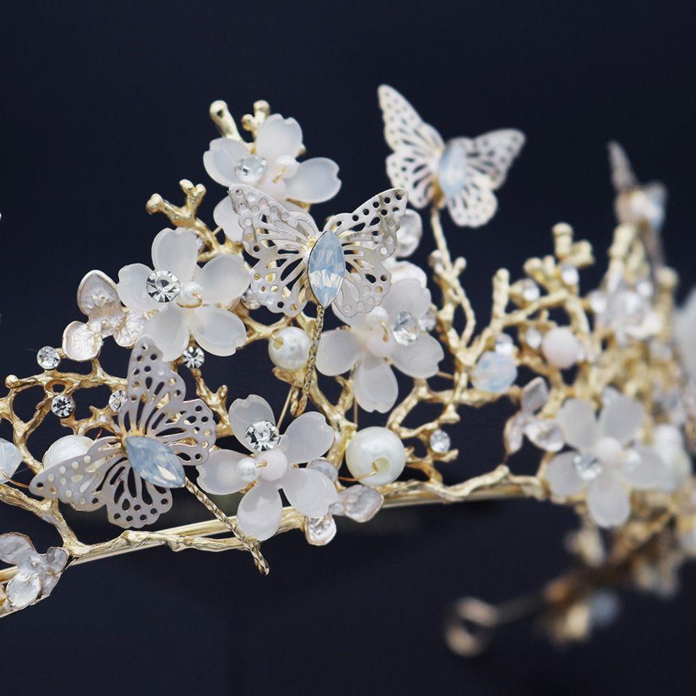 Gift Wedding Hair Headband Bride Tiaras Butterfly Hairband Hair Jewelry Baroque Rhinestone Crown Crystal