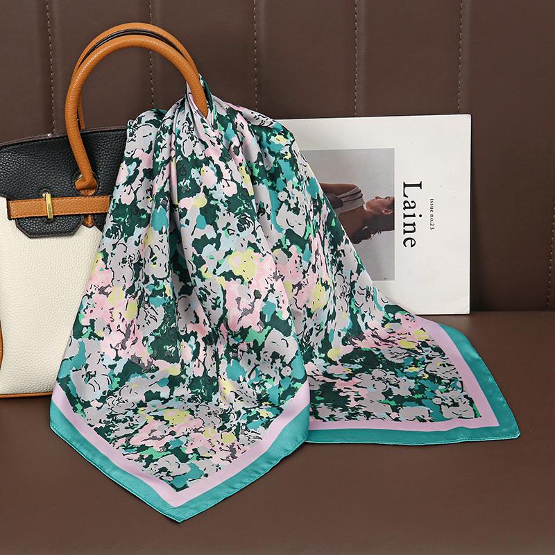 Роскошный атласный шелковый квадратный шарф с принтом для женщин, шаль, хиджаб, шейный платок, женская лента для волос, повязка на голову, модная бандана, новинка