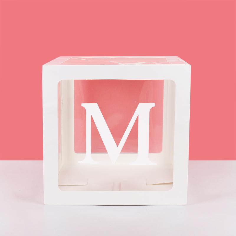 A-Z Letter Name Transparent Balloon Box BABY ONE Blocks Boy Girl Party Gift Box Wedding Decoration Baby Shower Birthday Party
