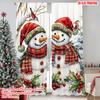 2pcs 2D Flat Printing Merry Christmas Popular Party Window Curtains Christmas Snowman4 100% Polyester Without Electricity Family