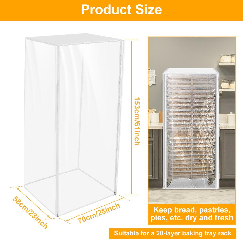 Чехол для противней для выпечки хлеба, прозрачный ПВХ, пылезащитный чехол для стеллажа для хлеба на 10/20 ярусов, с 4-сторонней молнией, для кухни, пекарни