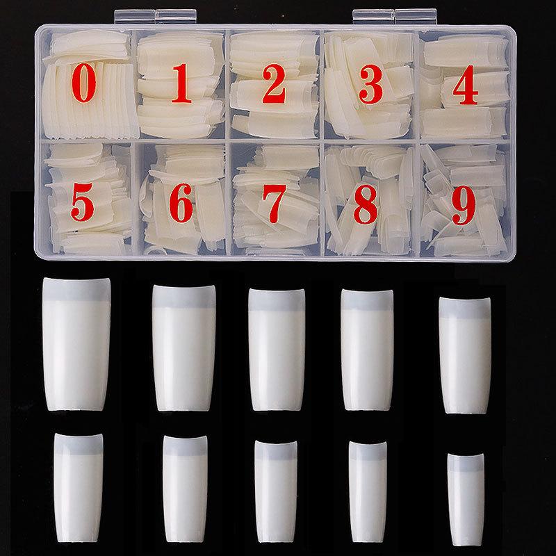 500 шт. супер прямые прозрачные полупокрывающие ногти полуфранцузские искусственные типсы для ногтей акриловые накладные ногти