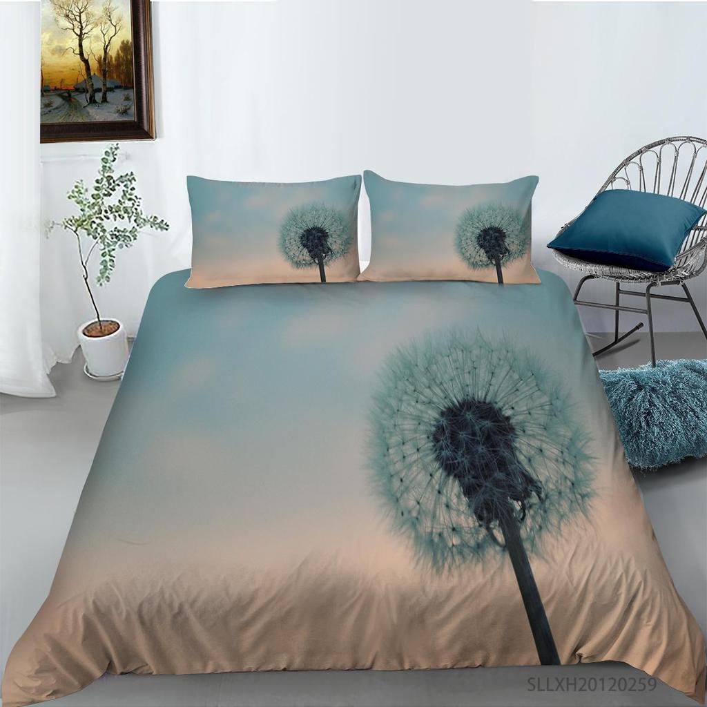 Постельное белье с 3D принтом одуванчика, односпальная двуспальная кровать, полноразмерная наволочка с растительным узором и пододеяльник 2 или 3, удобное украшение для дома