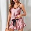Pajamas Ladies Summer Silk Ice Silk Sexy Suspender Shorts Two-piece Simulation Silk Thin Home Service