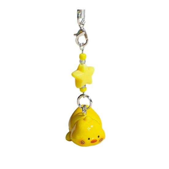 Keychain Pendant Resin Smooth Shiny Mini Size 3D Yellow Chicken Star Bead Design Keyring Bags Mobile Phone