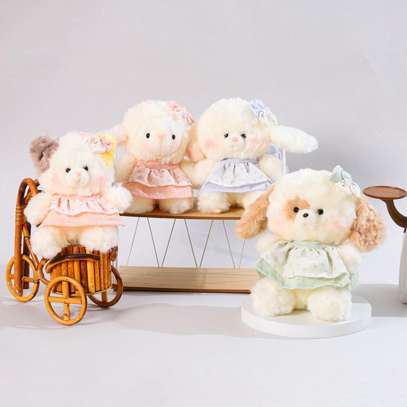 Kawaii Dress Animal Plush Toys Set Stuffed Bear Rabbit Sheep Cat Dog Dolls Soft Room Decor Gifts For Girls Xmas Birthday