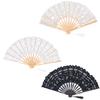 Складной веер из кружева с бамбуковыми костями в винтажном стиле, ручной веер с кисточкой для одежды в стиле деко