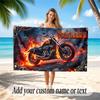 Motorcycle Biker Theme Quick Dry Beach Towel Custom Name Text Print Large Sand Resistant Towel Beach Vacation