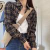 1116 New plaid shirt women's jacket women's loose long-sleeved stacked wear design sense retro casual plaid top trendy