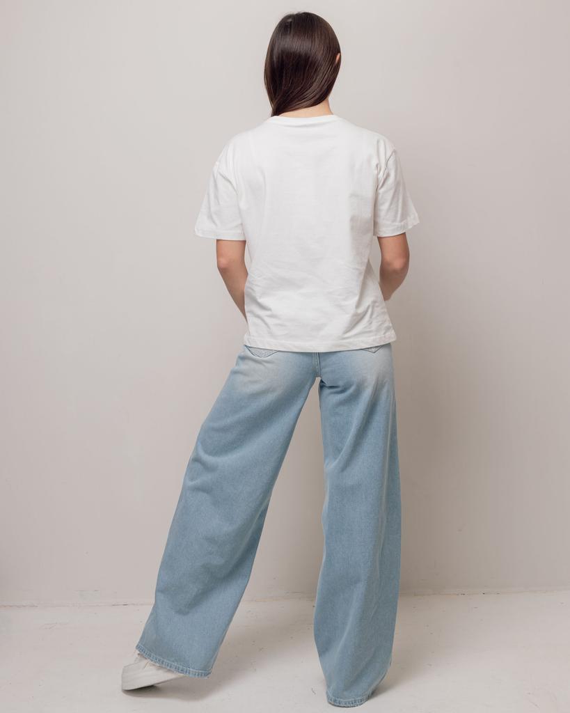 Футболка со стразами Crep 83759 S молочная