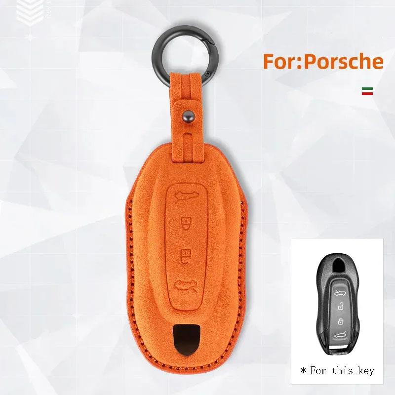Чехол для брелока из замши с брелоком для Porsche Macan 4 EV Electric model 2024 2025 Taycan 2022 Аксессуары для корпуса ключа