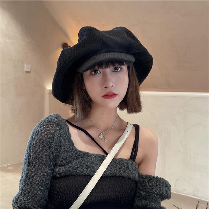 Вельветовая большая японская женская весенне-осенняя восьмиугольная шляпа, модная шляпа газетчика, берет художника, берет в форме облака, стиль Ins