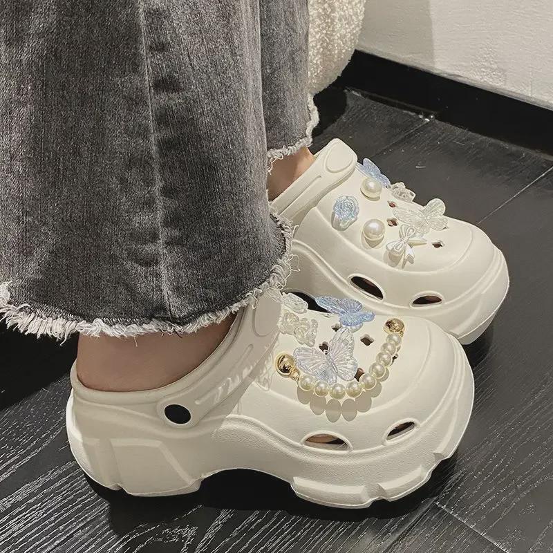 Женские летние босоножки на толстой подошве с противоскользящим покрытием, увеличивающие рост, 2024 г.