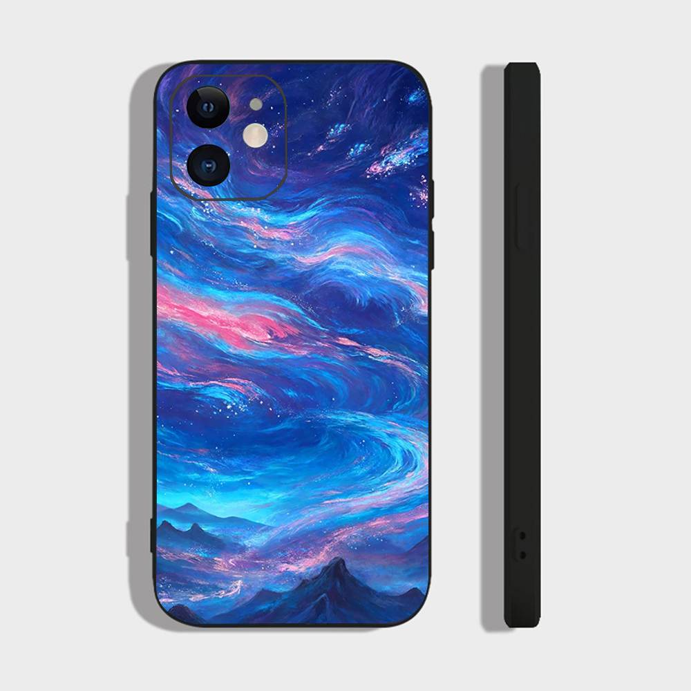 Colorful Starry Sky Galaxy Phone Case For IPhone 17 Air 16 15 14 13 Pro Max 11 12 Black Silicone Cover