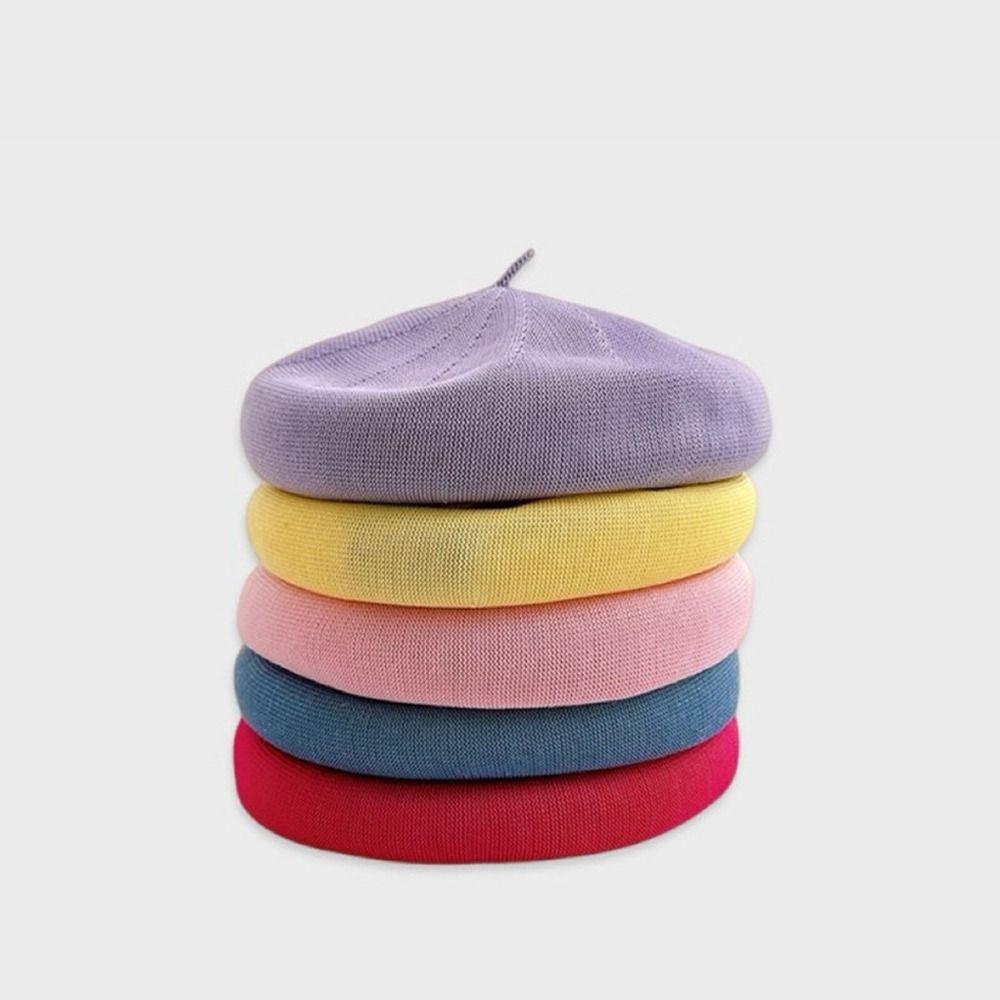 Knitted Berets Hat for Women Cotton Yarn Summer Beret Dome Painter Hat for Spring and Summer