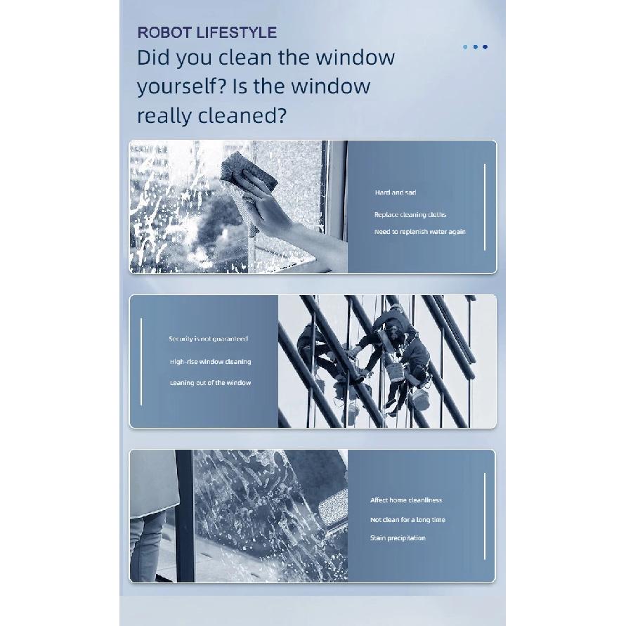 2026 Window Washer Robot Automatic Spray Water Robotic Glass Cleaner, 3200Pa Suction, Tuya APP Remote Control, Voice Prompt