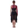 Women Modern Dance Costume Single Sleeve Dress Floral Lace Mesh Patchwork Rhinestone Classical Ballet Dance Outfit Lyrical Dress