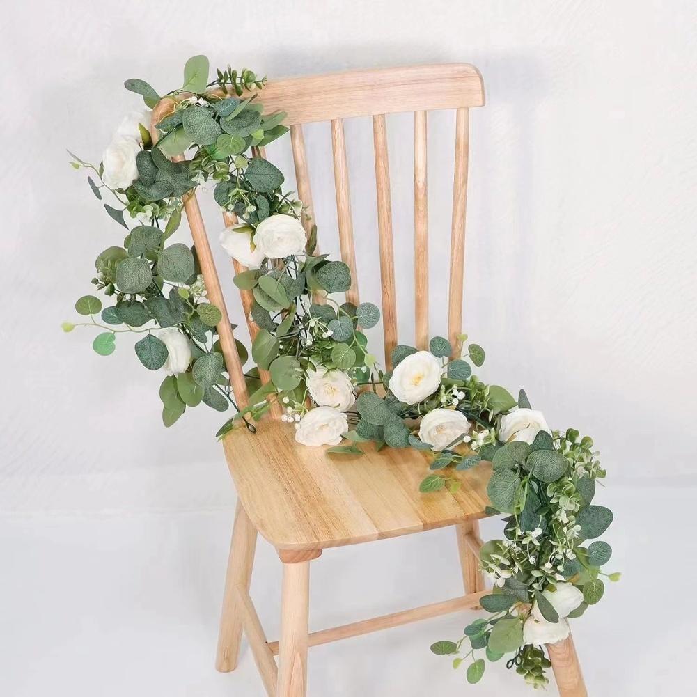 Green artificial eucalyptus rose vine 180cm pvc for For Elegant party tables and festival decorations with natural look