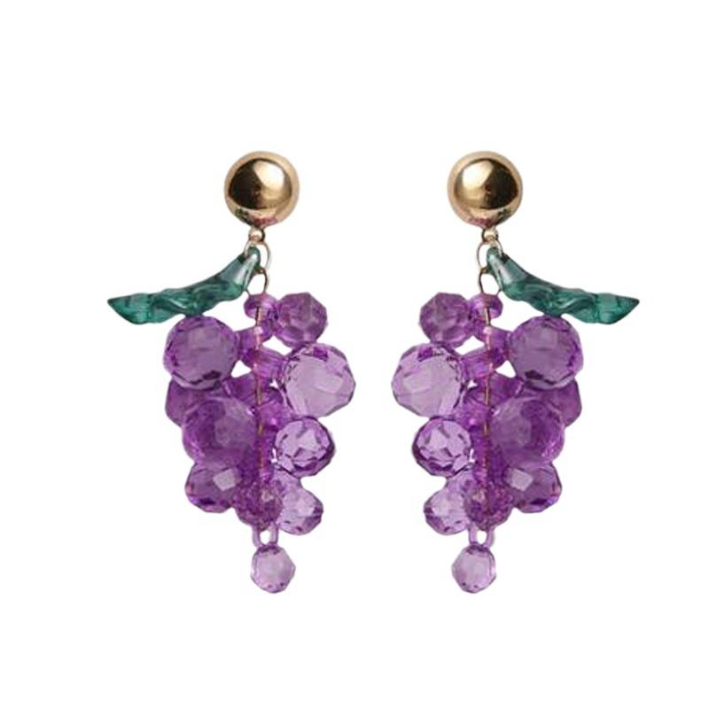 925 Silver Needle Purple Grape Earrings - Cute, Fashionable, and Stylish Earrings for Women