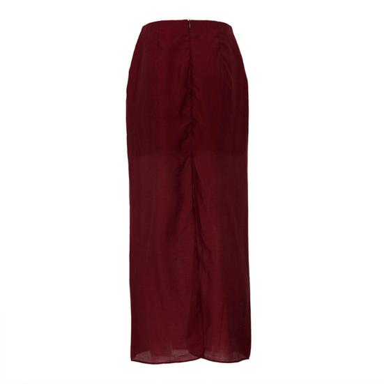 Women Maxi Skirt High Waist Mesh Yarn Cover Perspective Solid Color Skirt