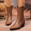 2025 Autumn Plus Size Women's British Style Pointed Toe High Heel Martin Boots