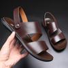 Brown Sandals Leather Casual Shoes Man Sandals 2024 Summer Men Sandals Beach Slipper Shoes for Men Luxury Shoes