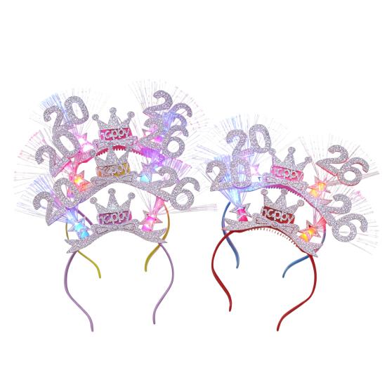 2026 Новогодняя вечеринка Ободок Сверкающий Светодиодный Светящийся Головной убор для Рождества Кануна Нового года Праздничные Мероприятия Вечеринки Празднование