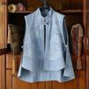 Denim Baggy Vests Vintage Chinese Style Sleeveless Cloud-printed Chic Summer Stand Collar Sweet Simple Gentle