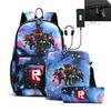 Roblox Game-Themed Backpack, Shoulder Bag, and Pencil Case Set for Students