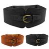 Outdeer Wide Belt Women Faux Leather Buckle Elastic Strap Pure Color Waistband