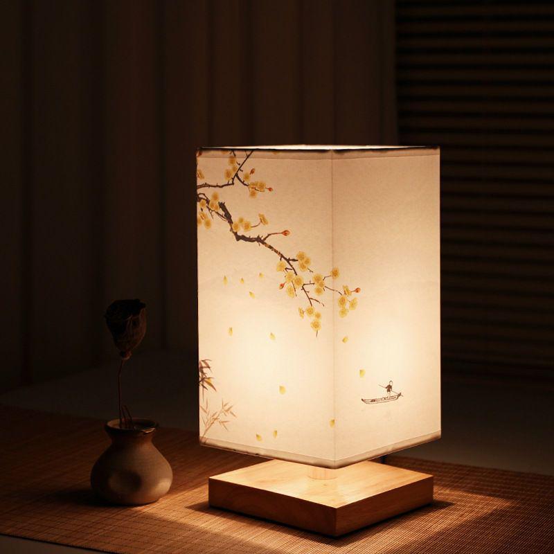 Retro Minimalist Wooden Night Light - Warm Bedside Lamp in New Chinese Style