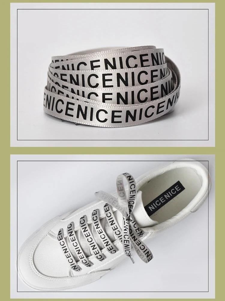 1 пара шнурков для обуви, плоские шнурки с буквенным принтом, ширина 1 см, высококачественные атласные шнурки для обуви, повседневные шнурки для кроссовок, 9 цветов