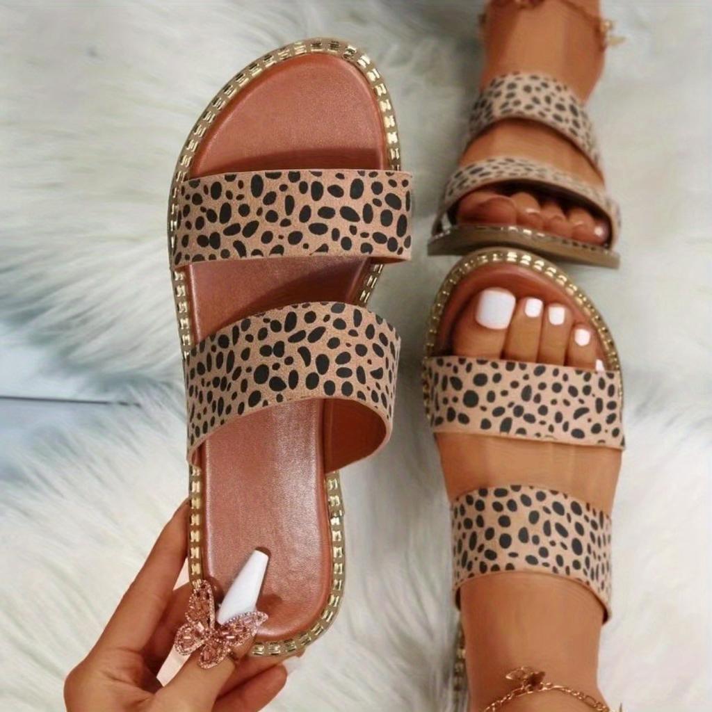 Женские шлепанцы на плоской подошве с двойным ремешком, противоскользящие туфли без шнуровки с круглым носком, универсальные пляжные шлепанцы на открытом воздухе