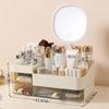 Шикарный косметический органайзер в стиле ящика с зеркалом - Портативная коробка для хранения макияжа для ухода за кожей, помады и многого другого
