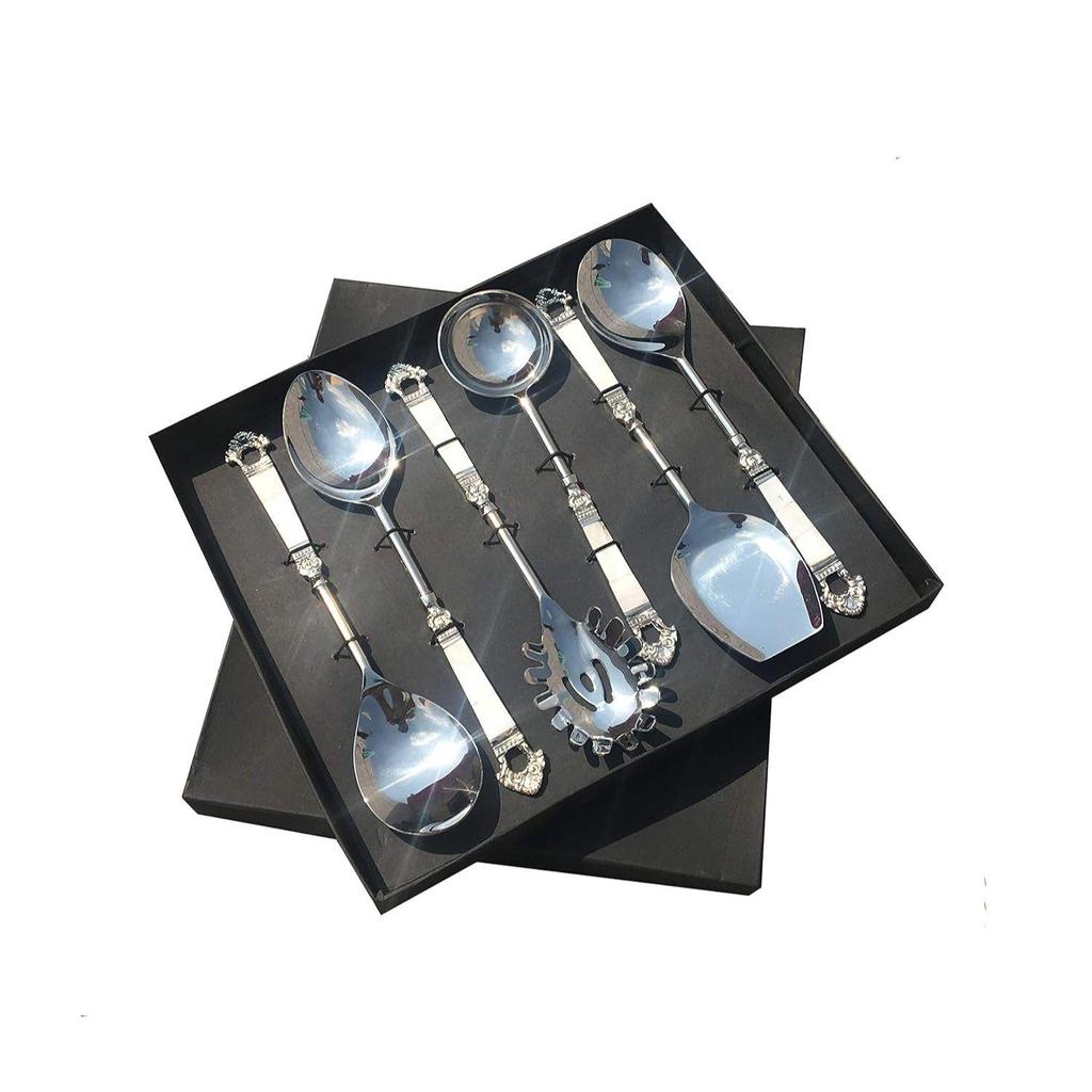 Перламутр (СС) Сервировочная ложка Taj Design с латунной ручкой и серебряным покрытием