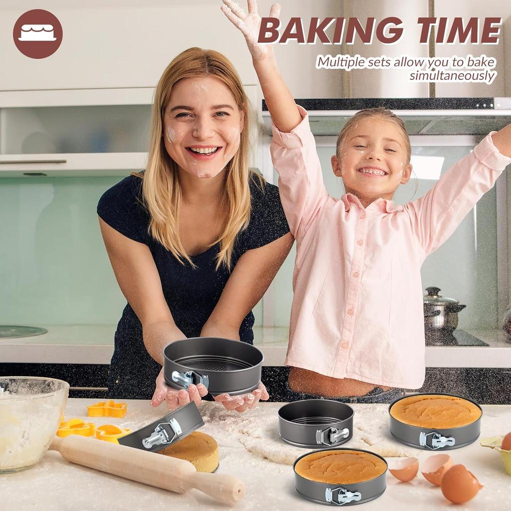 Разъемная форма для выпечки, 5 шт. Формы для чизкейка со съемным дном, Антипригарная разъемная форма для чизкейка (Темно-серый, 7"-10")