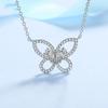 Женское ожерелье из стерлингового серебра с муассанитом и бриллиантом, белое золото 14 карат, ожерелье D, цвет VVS1, подвеска с бриллиантом и бабочкой, ювелирные изделия